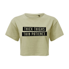 Load image into Gallery viewer, Thick Thighs Thin Patience Cropped T-Shirt
