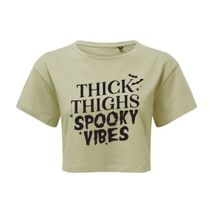 Thick Thighs Spooky Vibes Cropped T-Shirt