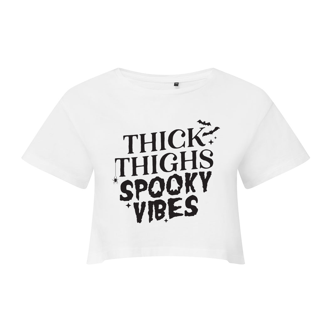 Thick Thighs Spooky Vibes Cropped T-Shirt